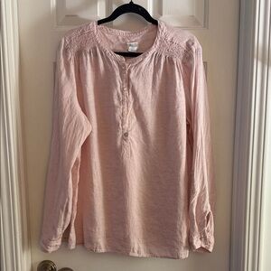 Sigrid Olsen Light Pink Linen Top XL